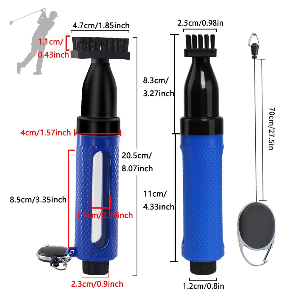 Golf Clean Brush Portable Golf Club Groove Brush with Push Type Water Bottle Water Brush Golf Clubs Cleaning Golf Accessories
