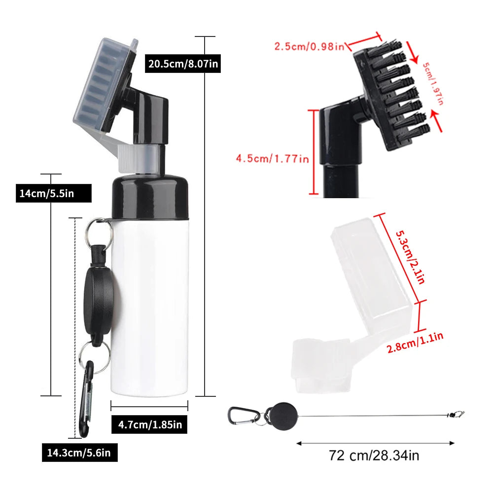 Golf Clean Brush Portable Golf Club Groove Brush with Push Type Water Bottle Water Brush Golf Clubs Cleaning Golf Accessories