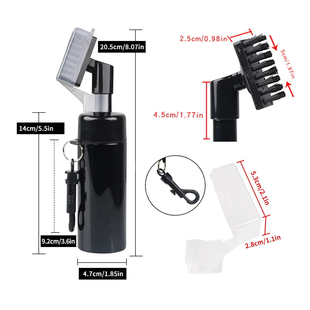 Golf Clean Brush Portable Golf Club Groove Brush with Push Type Water Bottle Water Brush Golf Clubs Cleaning Golf Accessories