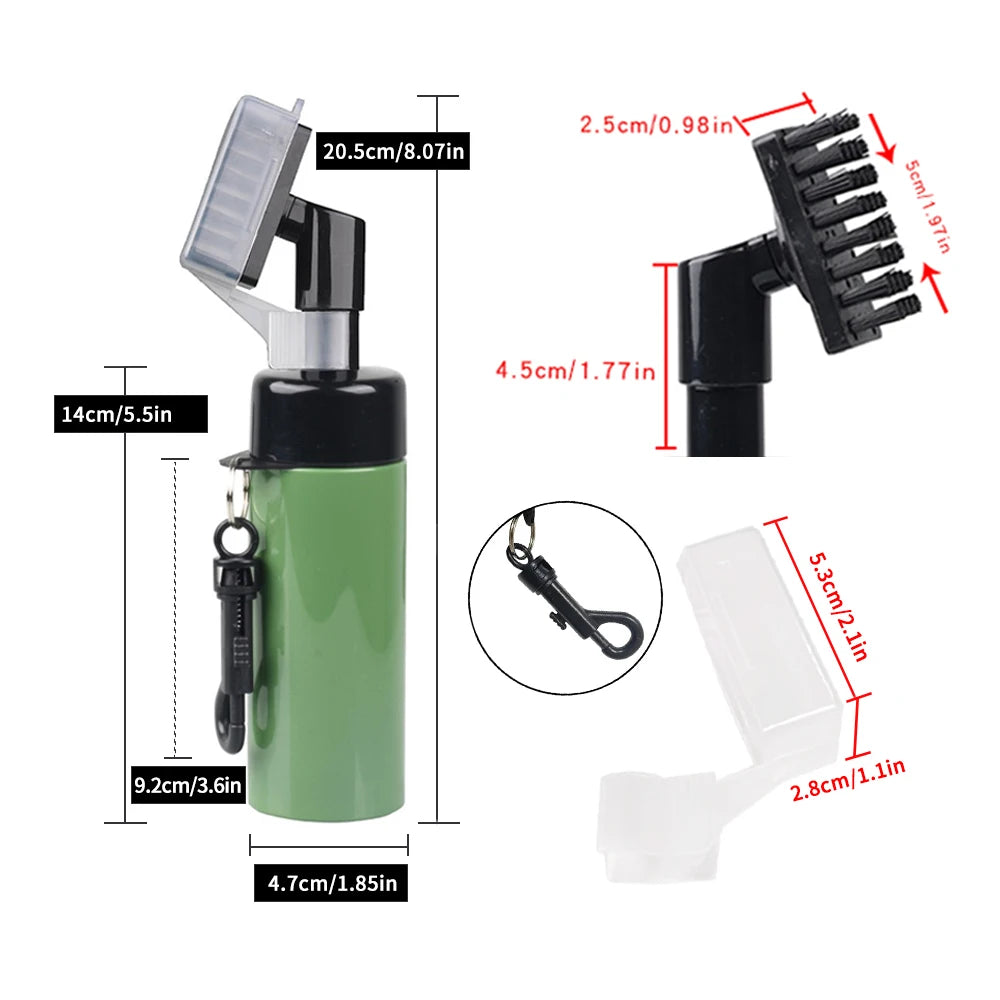 Golf Clean Brush Portable Golf Club Groove Brush with Push Type Water Bottle Water Brush Golf Clubs Cleaning Golf Accessories