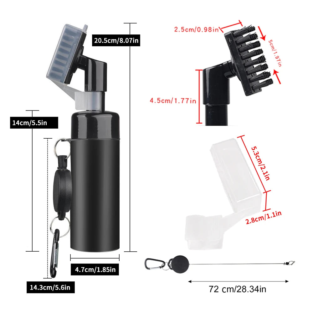 Golf Clean Brush Portable Golf Club Groove Brush with Push Type Water Bottle Water Brush Golf Clubs Cleaning Golf Accessories
