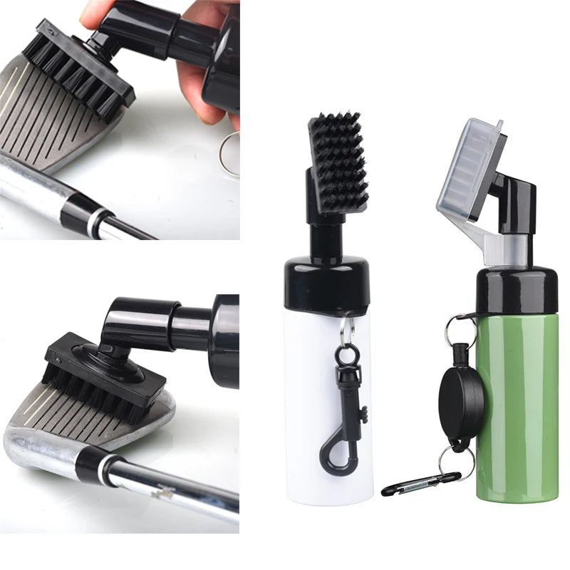 Golf Clean Brush Portable Golf Club Groove Brush with Push Type Water Bottle Water Brush Golf Clubs Cleaning Golf Accessories
