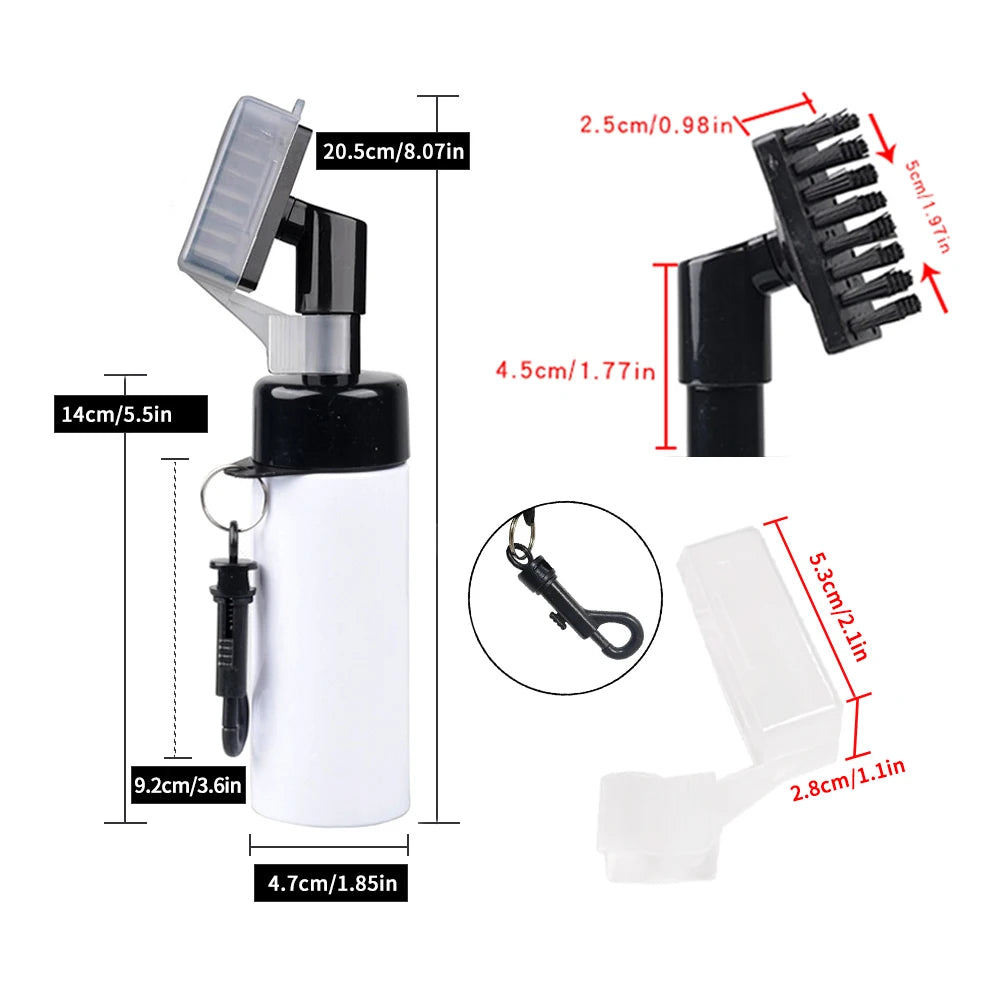 Golf Clean Brush Portable Golf Club Groove Brush with Push Type Water Bottle Water Brush Golf Clubs Cleaning Golf Accessories