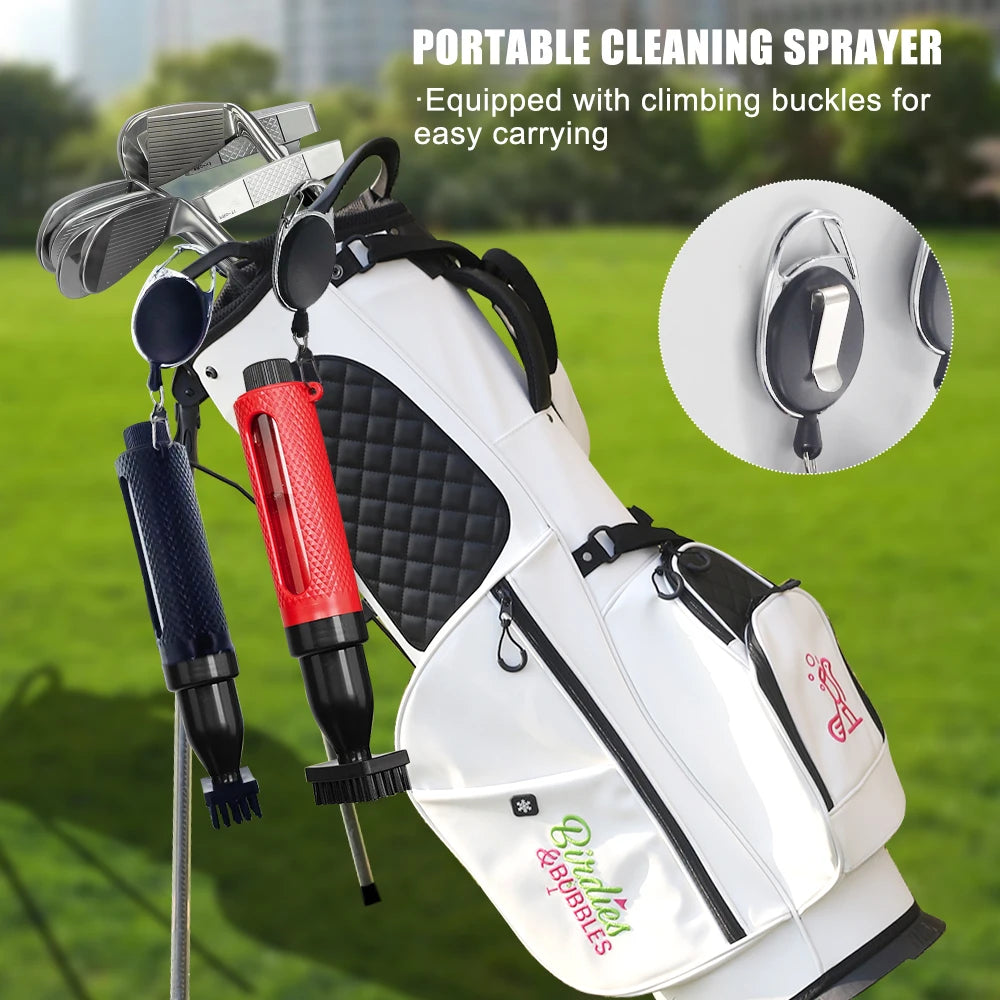 Golf Clean Brush Portable Golf Club Groove Brush with Push Type Water Bottle Water Brush Golf Clubs Cleaning Golf Accessories